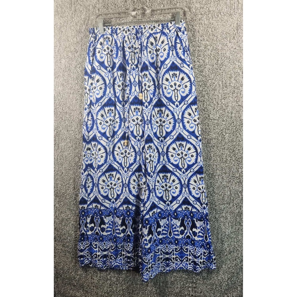 Haute Hippie Style Palazzo Pants Blue White Medallion Print Womens Small